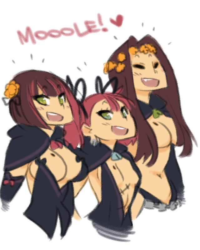 blacklabeledition:  Deneb, her older sister Ribbon, and their youngest sister, Marigold.Sharing