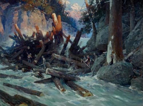 FRANK TENNEY JOHNSONLog Jam On Smith RiverOil on Canvas30″ x 40″