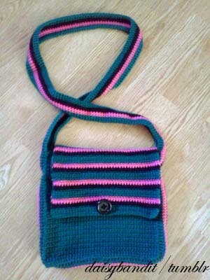 are you trying to save my soul? — Crochet Striped Messenger Bag!