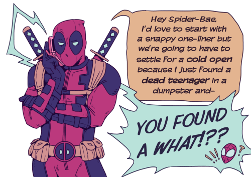 the-stove-is-on-fire:Deadpool: It’s a teenage boy with black hair and blue eyes. I am legally required to pull a Batman.Support me on Ko-Fi!