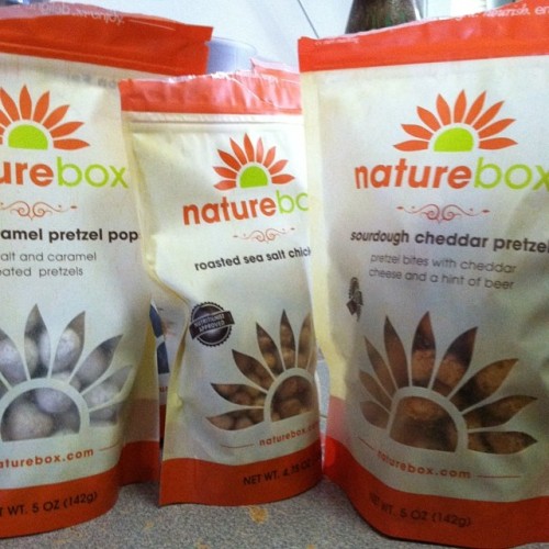 Arrived home to find first Naturebox delivery! Not convinced these cheddar pretzels are healthy. @mbmbm @naturebox