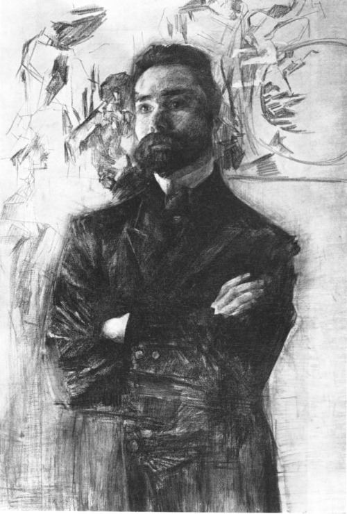 Bryusov, 1906, Mikhail VrubelMedium: chalk,charcoal,paper