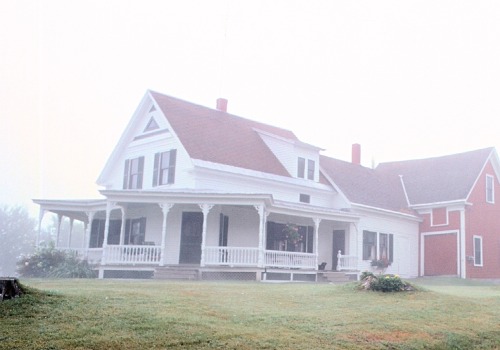 Maine Farmhouse, Early Morning Fog, Summer 1975.Not sure where in Maine this was taken.