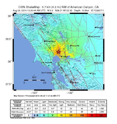 Strong Earthquake north of San Francisco BayIn the early hours this morning, a magnitude 6 earthquak