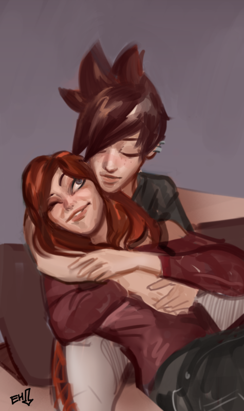 birthday prezzie sketch for @psianabel of Lena x Emily being cute and shit ;u;
