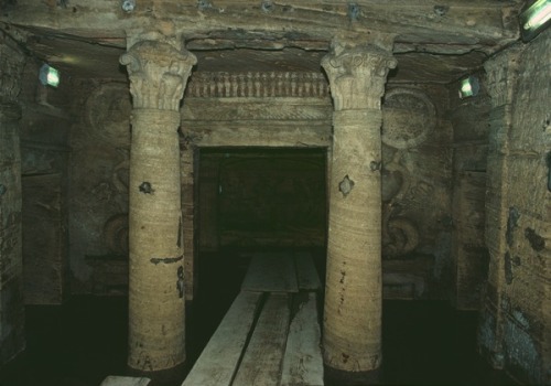 grandegyptianmuseum:Interior of the Catacombs of Kom El ShoqafaArchaeological site located in Alexan