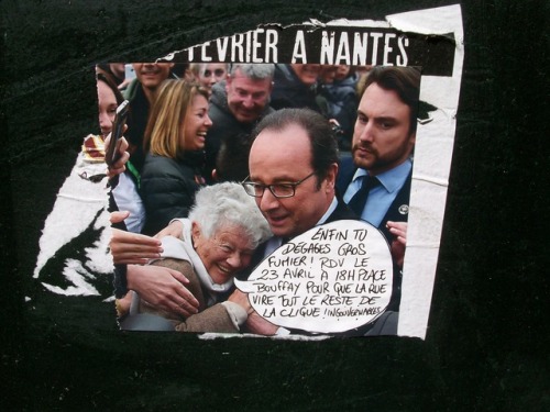 colerenoire:Nantes, dans la rue.Anarchist posters and graffiti in Nantes, France