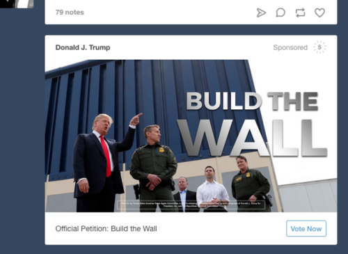 So apparently Tumblr @staff is taking Trump ad money now. Not only is this a pro-Trump ad, but it&rs