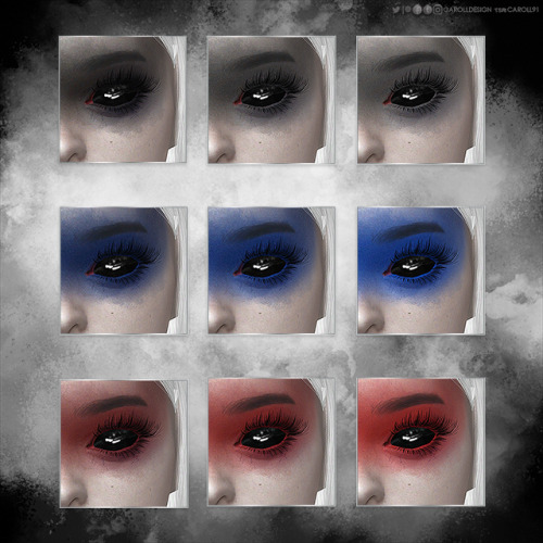 carolldesign: 9-swatch alien, smoky eyeshadow in 3 different colours - from very dark to medium blac