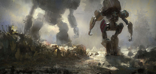 infinitemachine:  Mecha of the Day: robot vs robot by lingy-0 