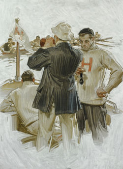J. C. Leyendecker (American, 1874-1951), Harvard Crew Team, Howard Watch Company advertisement, c.1908. Oil on canvas, 30 x 22 in.