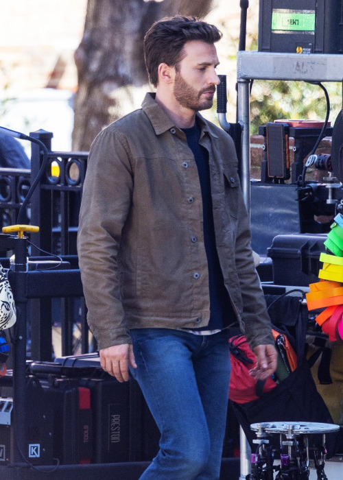 CHRIS EVANS on the set of Ghosted in Atlanta - March 3rd, 2022.