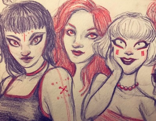 Ladies #sketchbook #sketches #instaartist #ladies #women #purple #red #girlsquad #squad