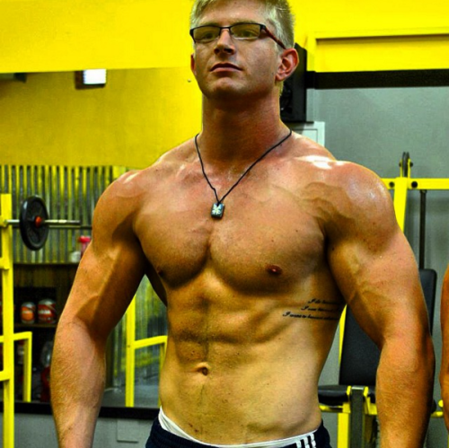 Bodybuilders wearing glasses