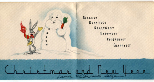 animationproclamations:Bugs Bunny Christmas Cards. From: Cartoon Brew.