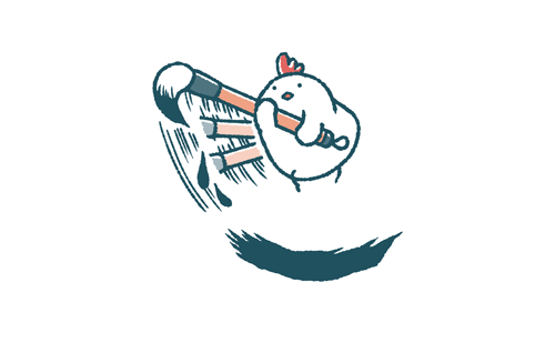 ゆるいにわとりは大きな筆を持って書く イラストエッセイのaieku ゆるいにわとりは大きな筆を持って書く イラストエッセイのaieku