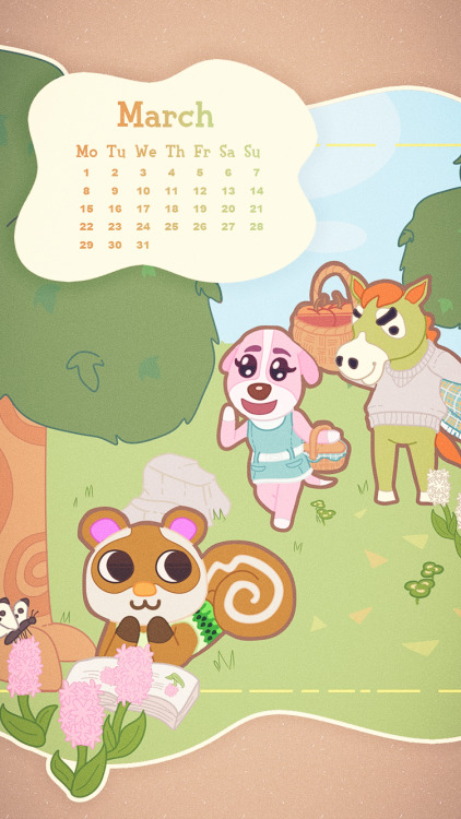 made some animal crossing calendar wallpapers for march! desktop: 1920px ×1080pxmobile: 750px × 133