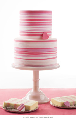 confectionerybliss:  Pink Striped Heart Cake