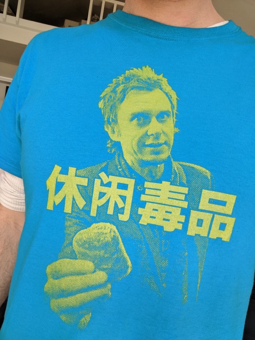 Super Hans “DRUGS” t-shirt is available for pre-order NOW! Yellow pearlescent ink hand screened on b