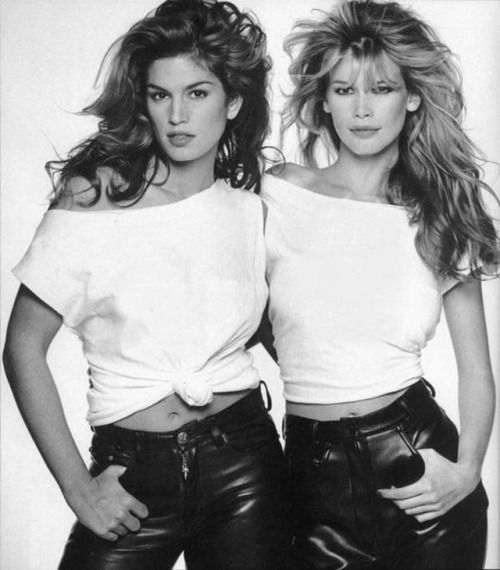 designerleather:Claudia Schiffer & Cindy Crawford