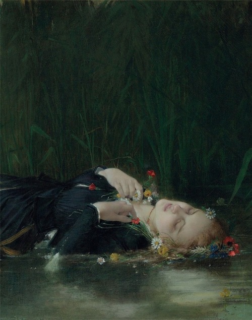 lost-in-pemberley: Ophelia (Detail) by Jean-Baptiste Bertrand (1823-1887) a detail from another one 