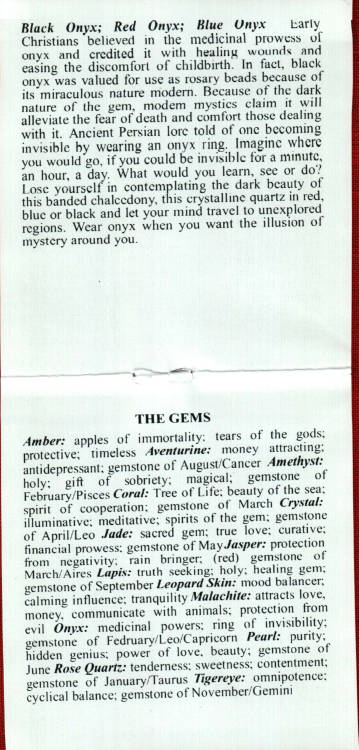 asryakino:  This is a scan of the booklet that came with my necklace. I thought the SU fans out there would enjoy the little bits about the gemstones.  