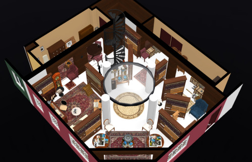 larygosomens:mochacoffee: I created a 3D model and floor plan of Aziraphale’s bookshop in Good