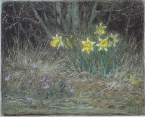 Narcissi and Violets, 1867, Jean-Francois MilletMedium: pastel,paper