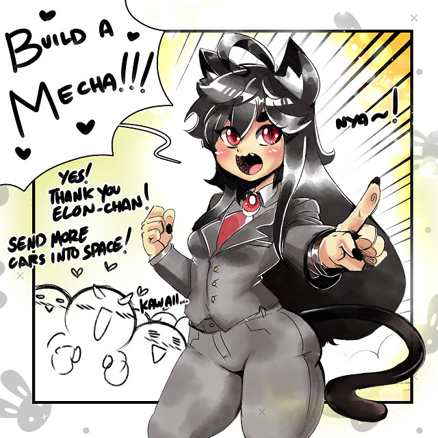 Elon musk declared he’s a Cat girl. and he calls himself “Elon-Chan”you know this was coming :) #rule63#Elon-chan#elon musk#elon chan#gender bender#cat girl#tesla#ONATART