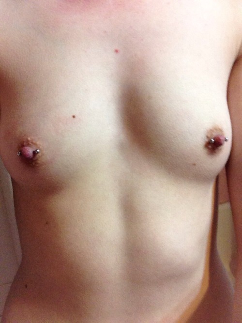 unable-to-modify: As requested by an anon. Before and after my nipple piercings. If you look closely