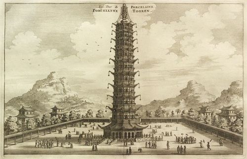 A Dutch rendering of the Porcelain Tower of Nanjing, 1665. The tower was built during the Ming Dynas
