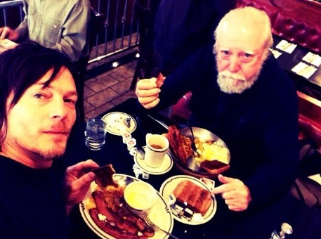 XXX Norman and Scott swapping stories over breakfast photo