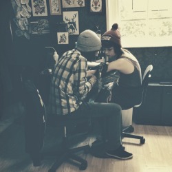 forthefallentacos:  getting tattooed by Joe today :-)