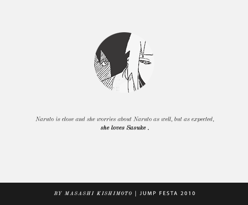 fuckyeahsasusaku:  some quotes by Kishimoto about SasuSaku. 