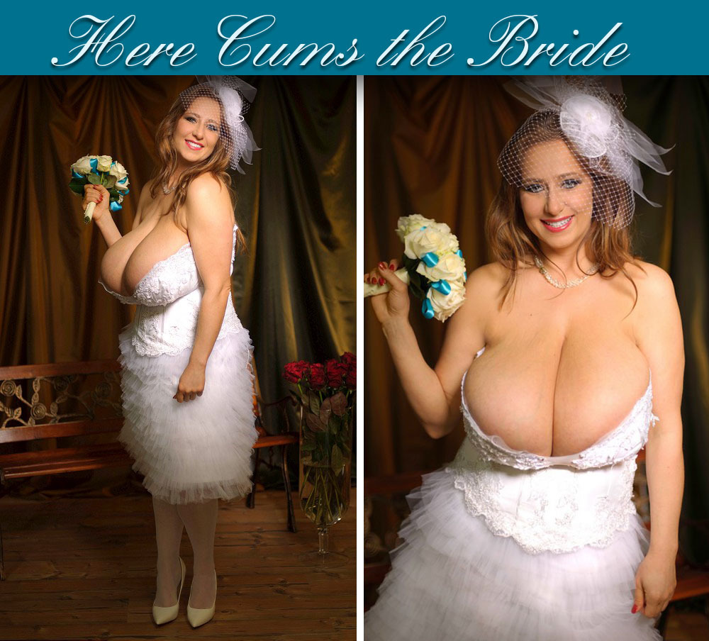 only-huge-boobs:  Abbi Secra, the perfect busty bride   nice wedding dress