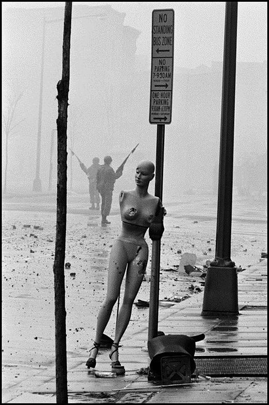 Burt Glinn. Aftermath of the riots the morning after the assassination of Martin Luther King JR., leader of the Civil Rights Movement, Washington D.C. 1968.
From Burt Glinn - Political Moments