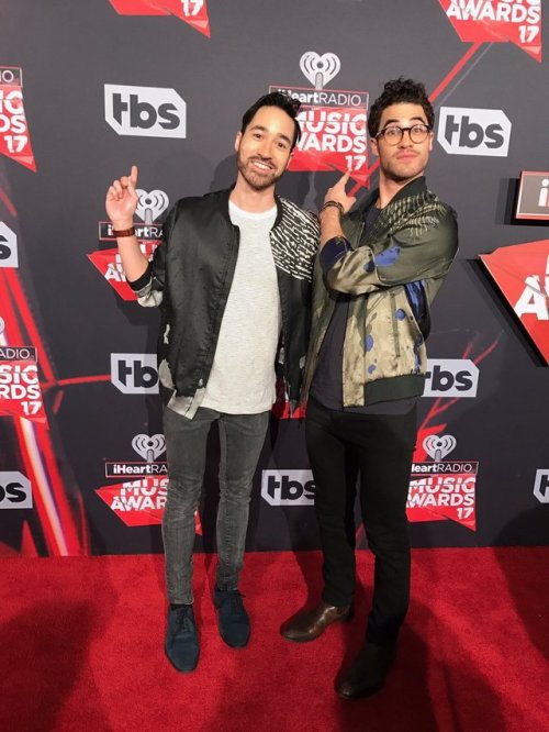 dailydarrennews:LQ |Musicians Darren Criss and Chuck Criss of Computer Games attend the 2017 iHeartR