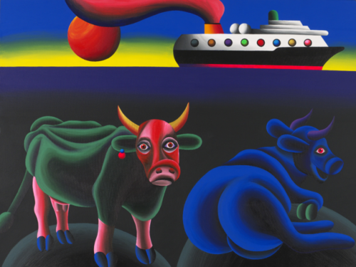 Oleg Khvostov  -  Dior Cows    (acrylic on canvas, 2015)