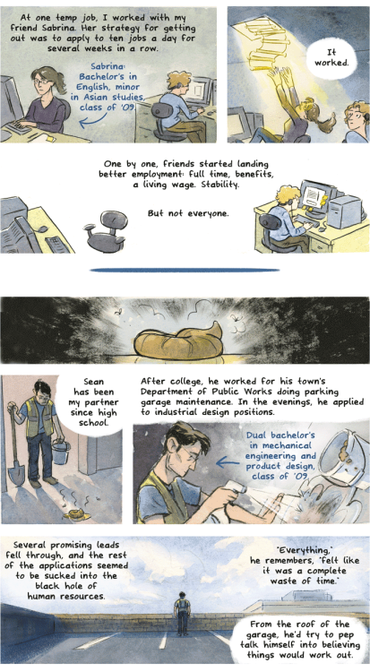 aokamidu:  thisisfusion:  From the Graphic Culture Department:From graduation to garbage job (literally): One twentysomething’s struggleJackie Roche is a cartoonist, illustrator, and writer from New England, currently living in Minneapolis, MN. She