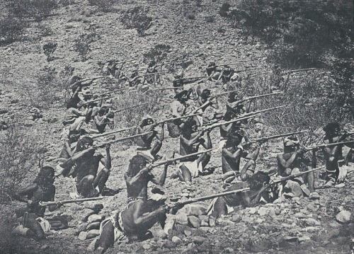 Apache scouts stripped for battle.