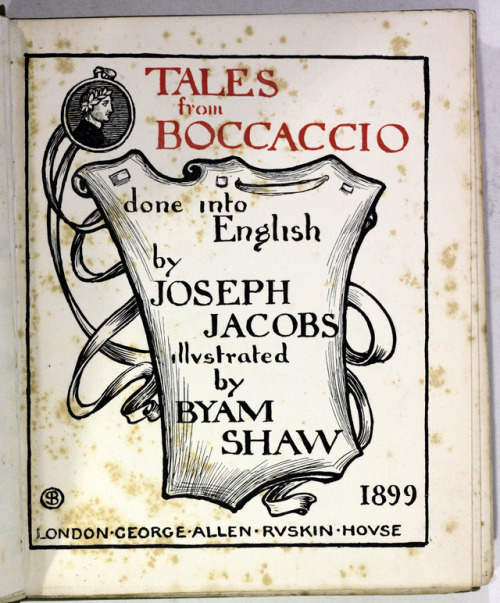 michaelmoonsbookshop:Tales from Boccaccio done into English by Joseph Jacobs illustrated by Byam Sha