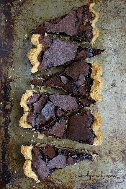 weeheartfood:  Gluten-free Chocolate Brownie with Peanut Butter Cheesecake Pie