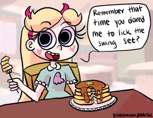 “Star, don’t lick the swing set.”credit to @incorrect-svtfoe for the text post!