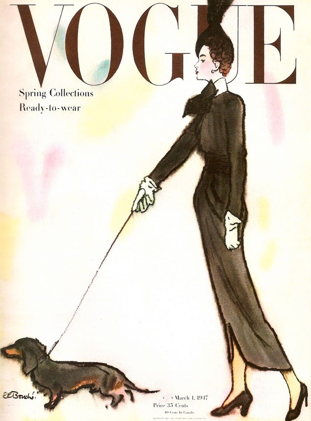    Cover of &ldquo;Vogue&rdquo; US March 1947  |  Illustration of René