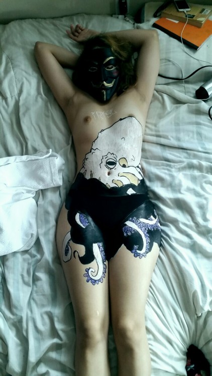 Starting the sketchy road of learning to body paint. Follow my blog, @molotovradio, for more of my b