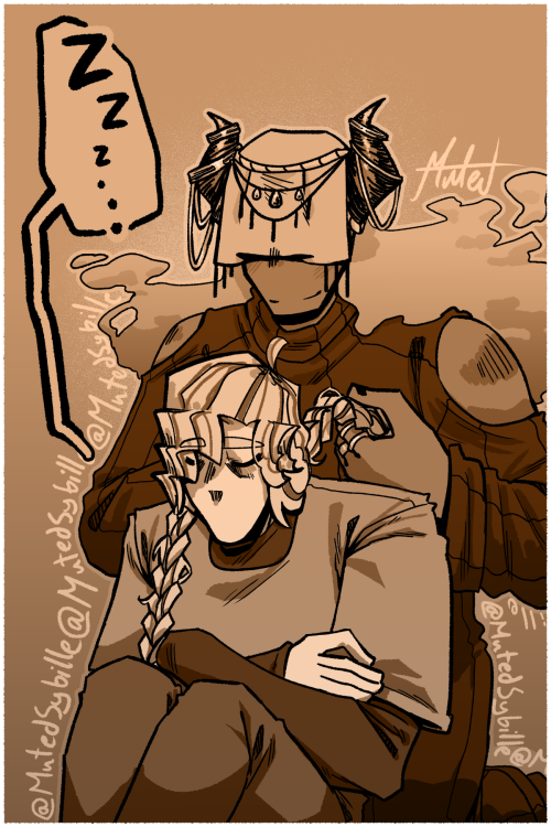 My Traumatized Anxious Oc Who's Comfortable With The Other One Enough To Sleep In Their Lap