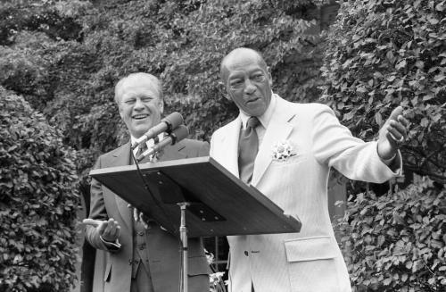 Jesse Owens received the Presidential Medal of Freedom during a ceremony in the East Garden of the White House on August 5, 1976. President Ford presented him with the nation’s highest civilian honor 40 years after he won four gold medals at the 1936...