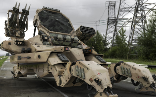 someponys-scribbles:  the-man-who-sold-za-warudo:  cyberclays:  M130 Abrams, 108th Air Defense Artillery Brigade  - by  Amin Akhshi    is that the fucking shagohod   God damn this is real life mech porn 