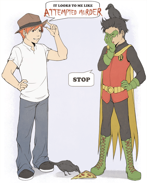 tealgeezus:“You know what they say, Damian. Bird’s of a feather…”“I will end you, Wilkes.”