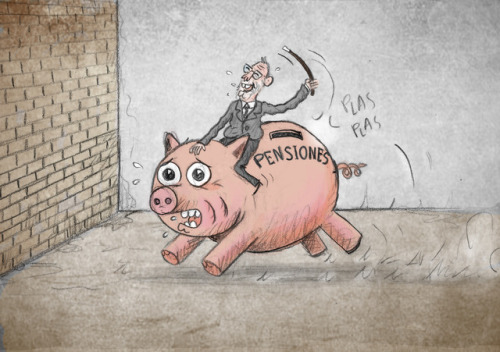 #MarianoRajoy gestionando la hucha de las pensiones #Viñeta en @NuevaRevoluci0n http://nuevarevoluci